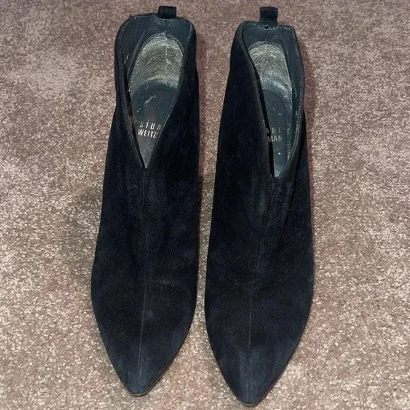 Stuart Weitzman Black Suede Ankle Boots Booties size  7.5