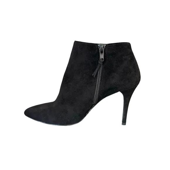 Stuart Weitzman Black Suede Booties Pointed Toe Stiletto Heel Ankle Boots Womens