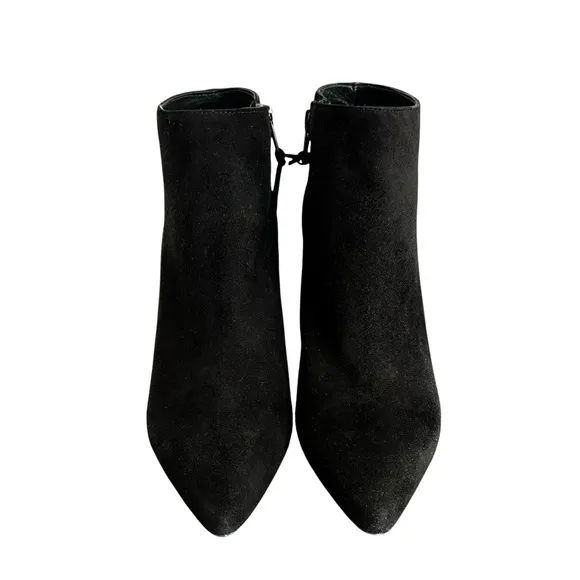 Stuart Weitzman Black Suede Booties Pointed Toe Stiletto Heel Ankle Boots Womens
