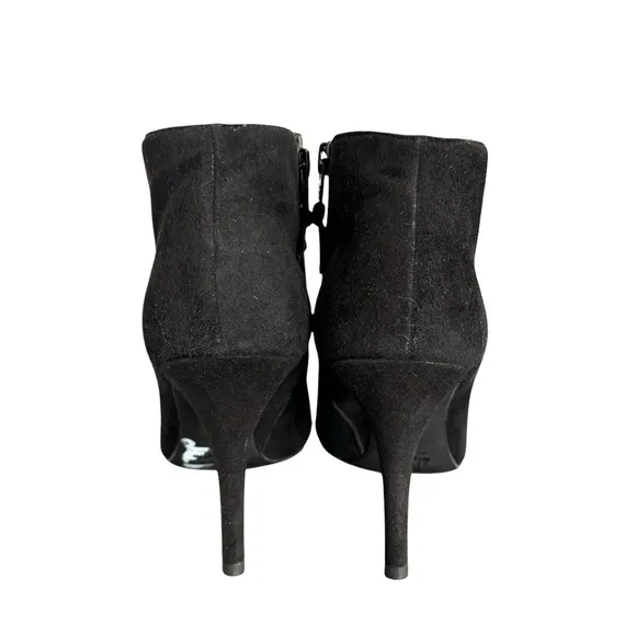 Stuart Weitzman Black Suede Booties Pointed Toe Stiletto Heel Ankle Boots Womens