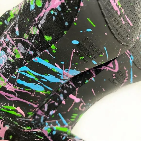 STUART WEITZMAN Black Suede Boots Over The Knee Paint Splattered Design Size 9