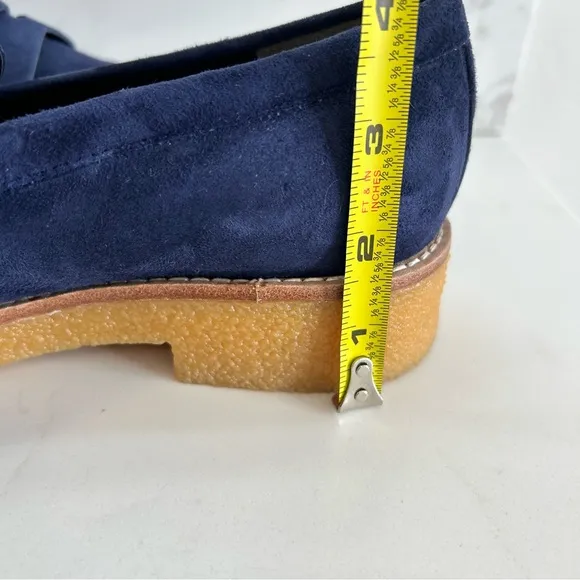 Stuart Weitzman Blue Kingston Suede Penny Loafers Women’s Size 8