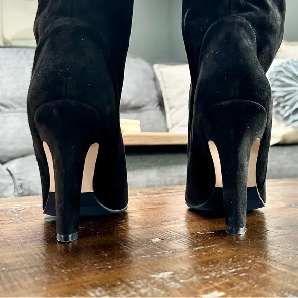 Stuart Weitzman Charlie Black Suede Knee High Boots 10