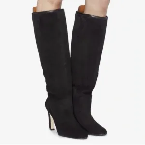 Stuart Weitzman Charlie Black Suede Knee High Boots 10