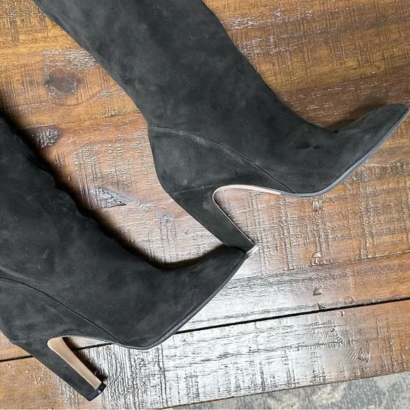 Stuart Weitzman Charlie Black Suede Knee High Boots 10