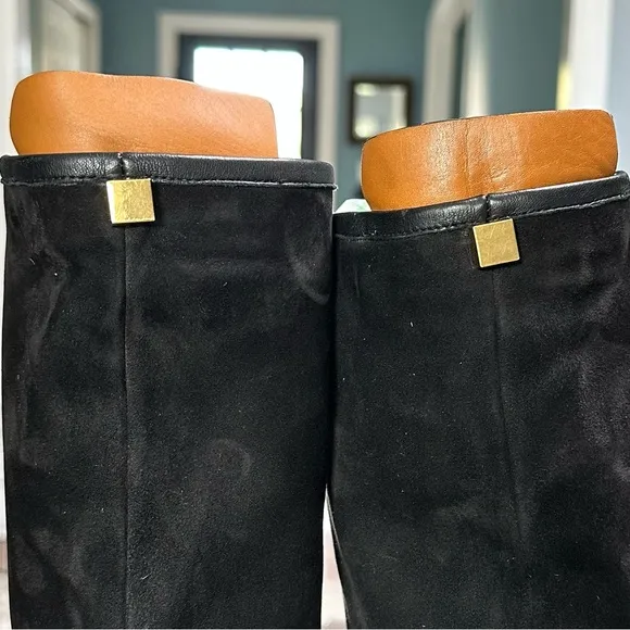 Stuart Weitzman Charlie Black Suede Knee High Boots 10