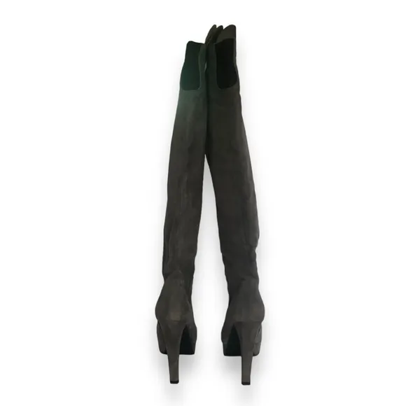 Stuart Weitzman Gray Suede Platform Stiletto Knee High Boots Size 8.5