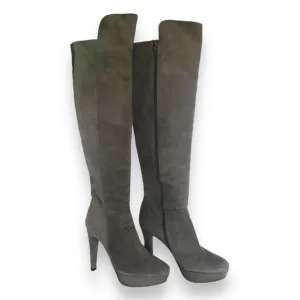 Stuart Weitzman Gray Suede Platform Stiletto Knee High Boots Size 8.5