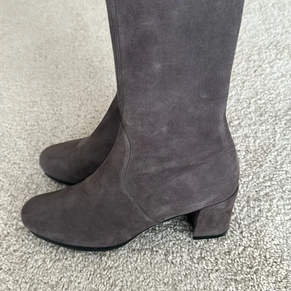 STUART WEITZMAN Hinterland Suede Over-The-Knee Boots in Londra Suede Gray Sz 8.5