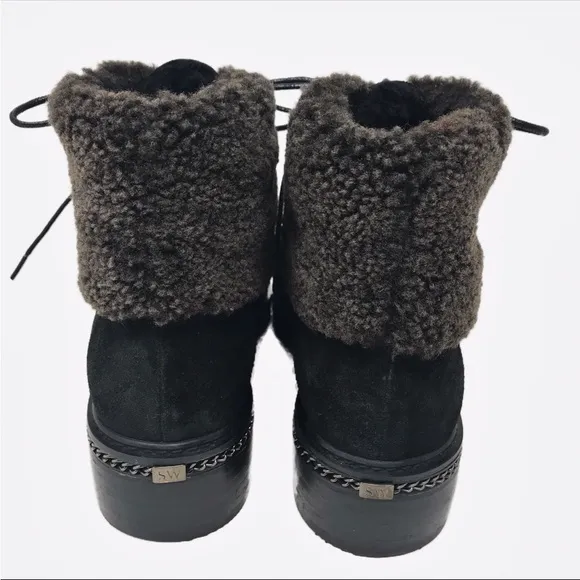 Stuart Weitzman Keepwarm Suede Shearling Ankle Boot 9