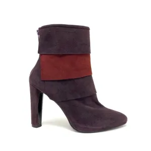 Stuart Weitzman Layered Suede Ankle Boots in Purple/Red