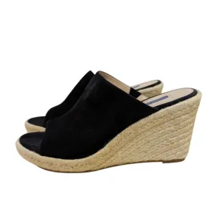 Stuart‎ Weitzman Marabella Suede Espadrille Wedge Sandals Minimalist Black 10