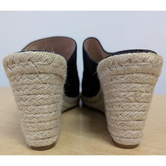 Stuart‎ Weitzman Marabella Suede Espadrille Wedge Sandals Minimalist Black 10