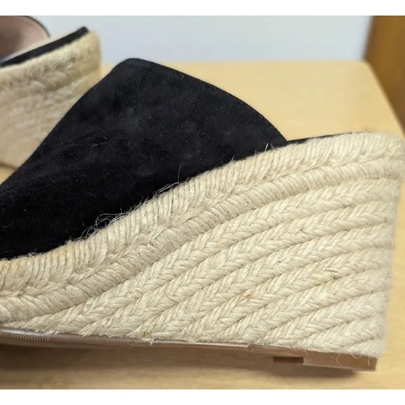 Stuart‎ Weitzman Marabella Suede Espadrille Wedge Sandals Minimalist Black 10