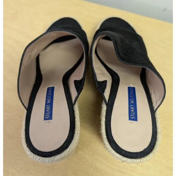 Stuart‎ Weitzman Marabella Suede Espadrille Wedge Sandals Minimalist Black 10