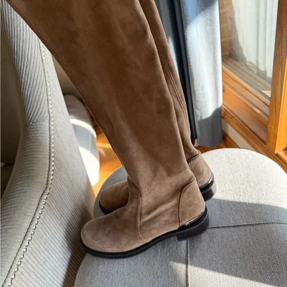 Stuart Weitzman Mercer Bold Suede Over the Knee Boots - Brown Suede