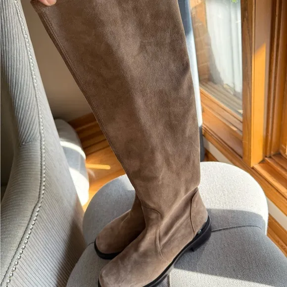 Stuart Weitzman Mercer Bold Suede Over the Knee Boots - Brown Suede