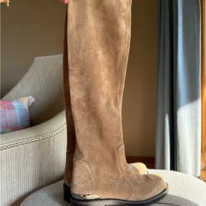 Stuart Weitzman Mercer Bold Suede Over the Knee Boots - Brown Suede