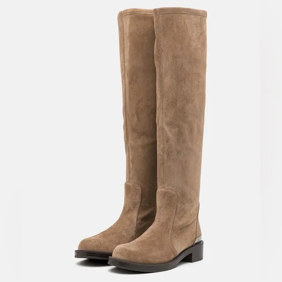 Stuart Weitzman Mercer Bold Suede Over the Knee Boots - Brown Suede