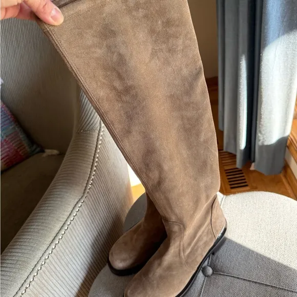 Stuart Weitzman Mercer Bold Suede Over the Knee Boots - Brown Suede