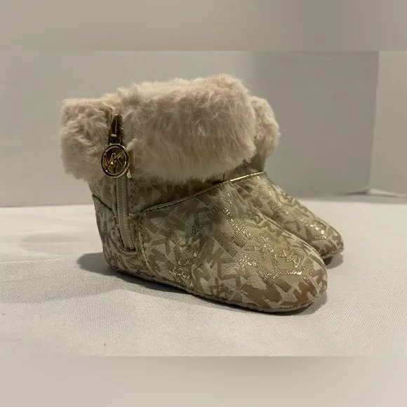 STUART WEITZMAN /MICHAEL KORS Baby Fur Black Cream Gold Bootie Lot Size 3