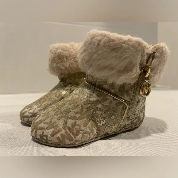 STUART WEITZMAN /MICHAEL KORS Baby Fur Black Cream Gold Bootie Lot Size 3
