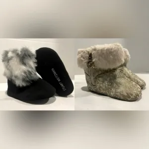 STUART WEITZMAN /MICHAEL KORS Baby Fur Black Cream Gold Bootie Lot Size 3