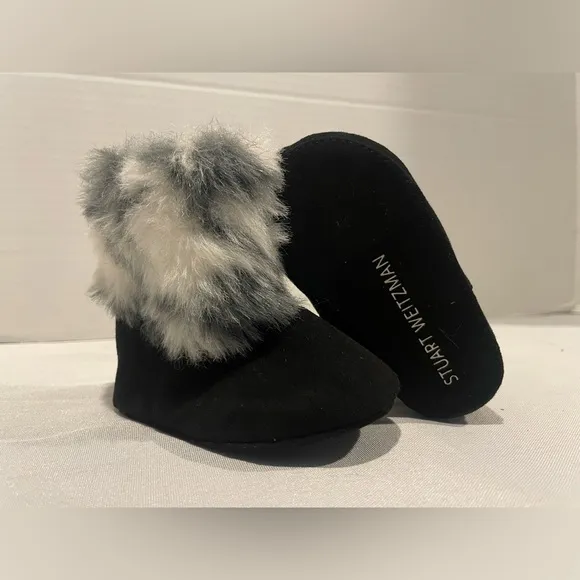 STUART WEITZMAN /MICHAEL KORS Baby Fur Black Cream Gold Bootie Lot Size 3
