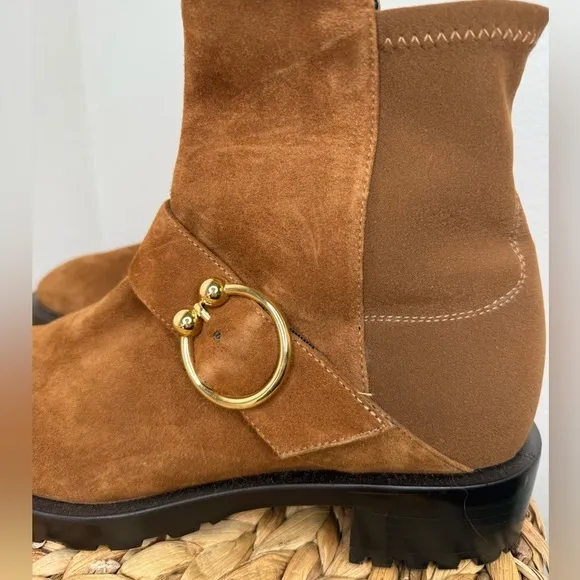 STUART WEITZMAN NWT Ankle Booties Luxering microstretch suede ankle boots brown
