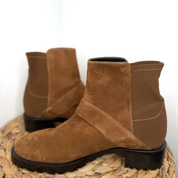 STUART WEITZMAN NWT Ankle Booties Luxering microstretch suede ankle boots brown