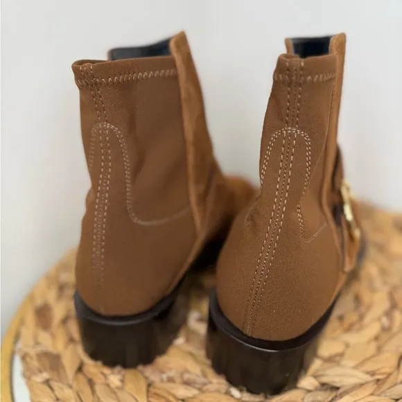 STUART WEITZMAN NWT Ankle Booties Luxering microstretch suede ankle boots brown