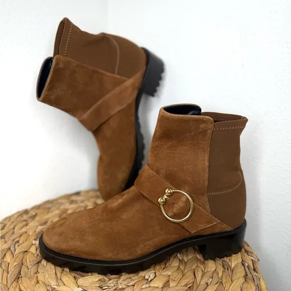 STUART WEITZMAN NWT Ankle Booties Luxering microstretch suede ankle boots brown
