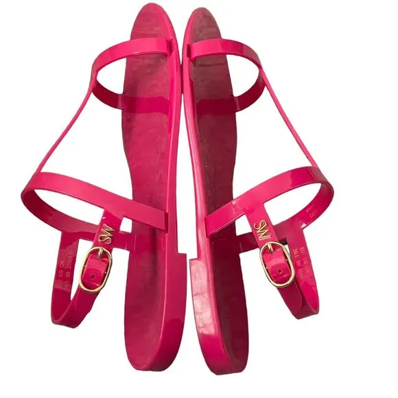 Stuart Weitzman Pink Mellie Jelly Slingback T-Strap Sandal Size 9