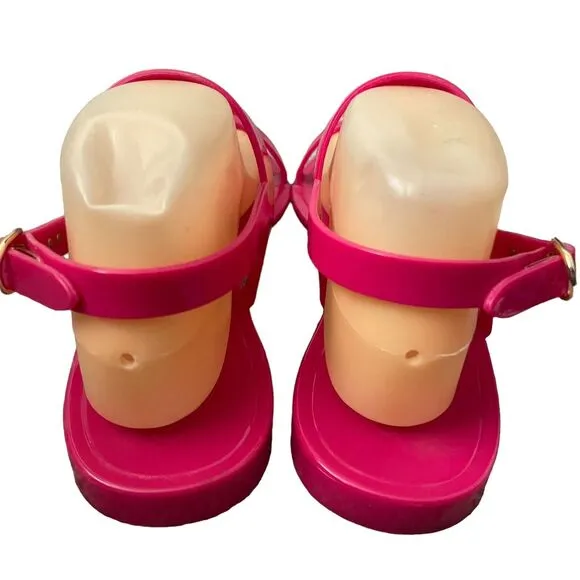 Stuart Weitzman Pink Mellie Jelly Slingback T-Strap Sandal Size 9