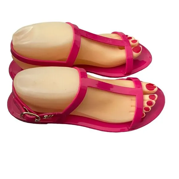 Stuart Weitzman Pink Mellie Jelly Slingback T-Strap Sandal Size 9