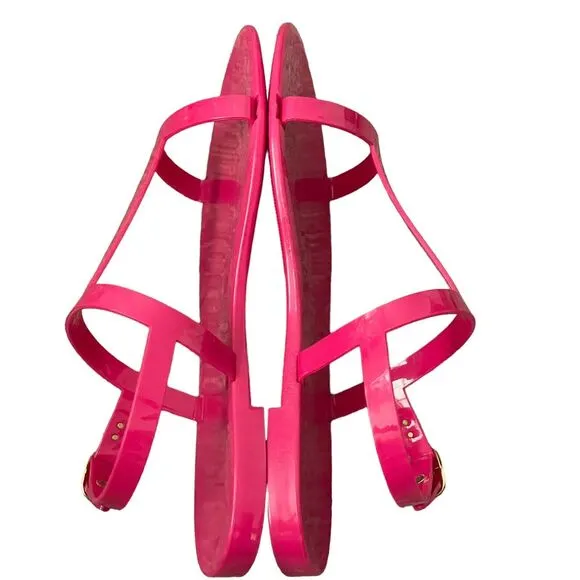 Stuart Weitzman Pink Mellie Jelly Slingback T-Strap Sandal Size 9