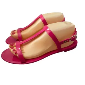 Stuart Weitzman Pink Mellie Jelly Slingback T-Strap Sandal Size 9