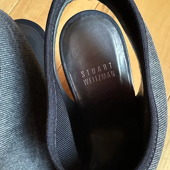 Stuart Weitzman Platform Wedge Slingback Sandals Dark Grey Cork and Canvas Sz. 8