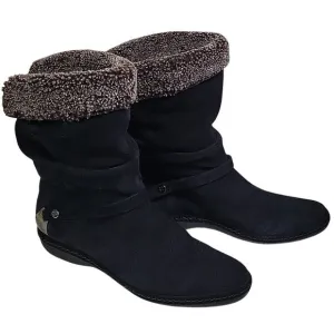 Stuart Weitzman Sherpa Shearling Short Black Leather Boots Womens Size 7