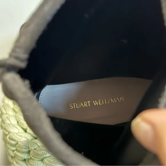 Stuart Weitzman Shorty Slate Gray Suede Block Heel Ankle Boots