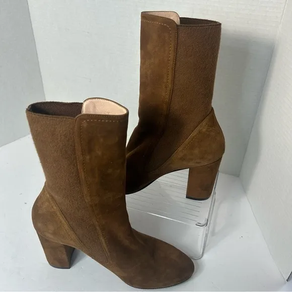 STUART WEITZMAN Women’s Leather Suede Pull On Heeled Boots NEW6 Chocolate Brown
