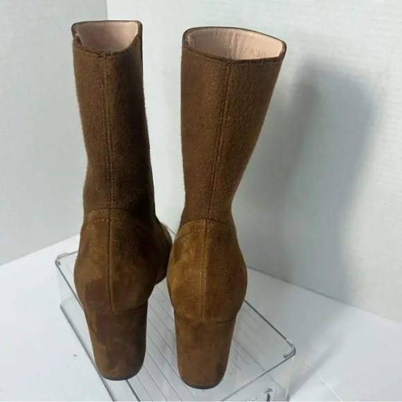 STUART WEITZMAN Women’s Leather Suede Pull On Heeled Boots NEW6 Chocolate Brown