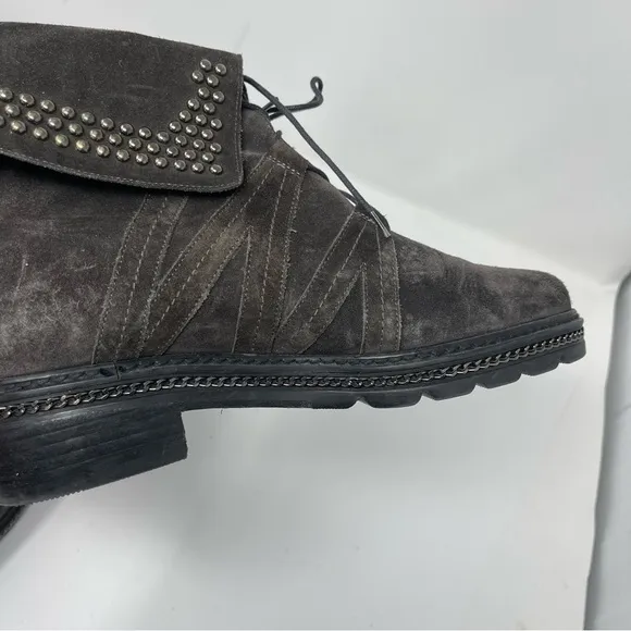Stuart Weitzman 'Yadastud' Biker Ankle Grey Suede Boots sz 7