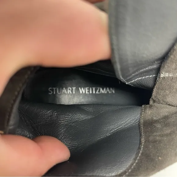 Stuart Weitzman 'Yadastud' Biker Ankle Grey Suede Boots sz 7