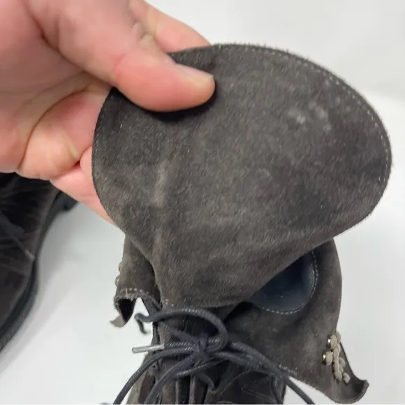 Stuart Weitzman 'Yadastud' Biker Ankle Grey Suede Boots sz 7