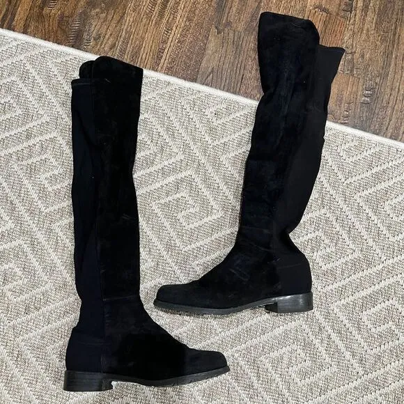 Stuart Weitzman 50/50 Over the Kneee Boots Size 7 Black Suede