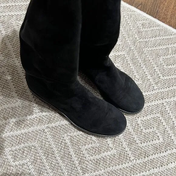 Stuart Weitzman 50/50 Over the Kneee Boots Size 7 Black Suede