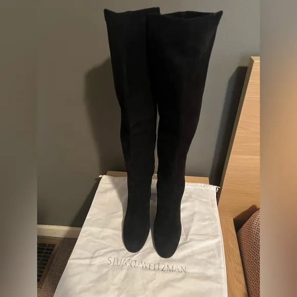Stuart Weotzman knee-high black suede boots
