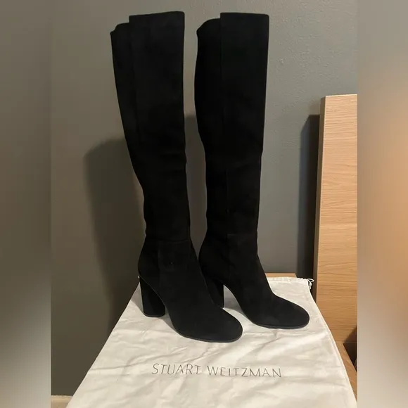 Stuart Weotzman knee-high black suede boots