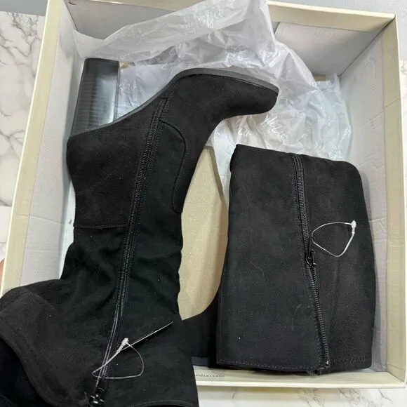 Style &amp; Co. Womens Addyy Faux Suede Knee-High Boots Black 5 NEW #K505